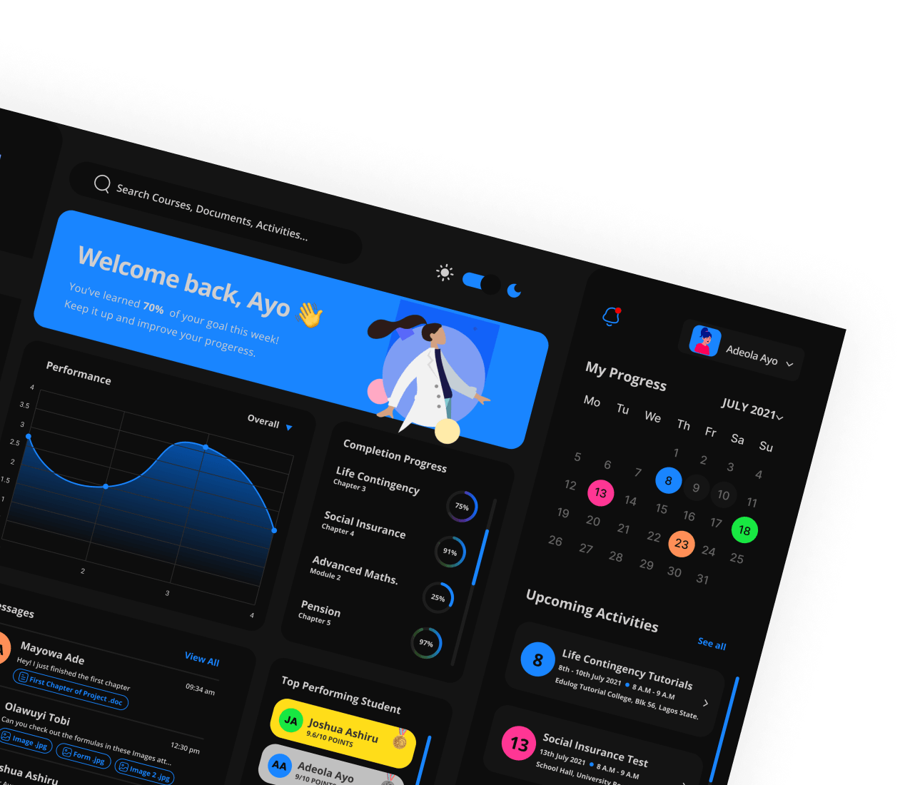 EduTech Dashboard Interface